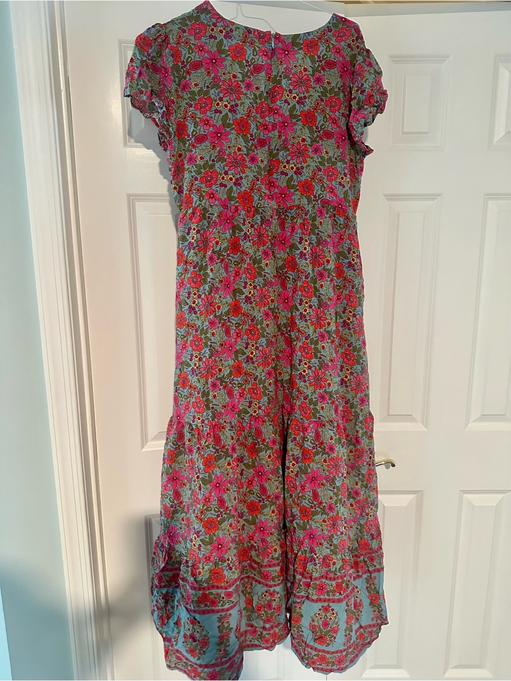 NWOT NATURAL LIFE Pink Floral Maxi Dress on Light Blue - Picture 3 of 3